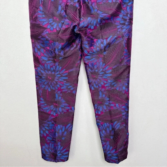 J.crew Womens 0 Midnight Jacquard Floral Slim Trouser In Purple - Picture 13 of 14